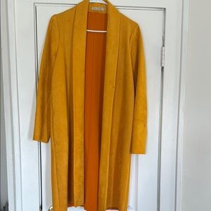 Zara Mustard Longline Open Front Coat